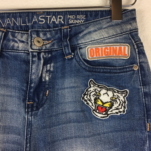 Vanilla Star Mid Rise Skinny Distressed Jeans - Picture 2 of 7